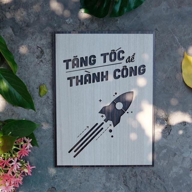 Tranh treo tường bằng Gỗ Decor treo phòng làm việc TBIG026: Tăng tốc để thành công