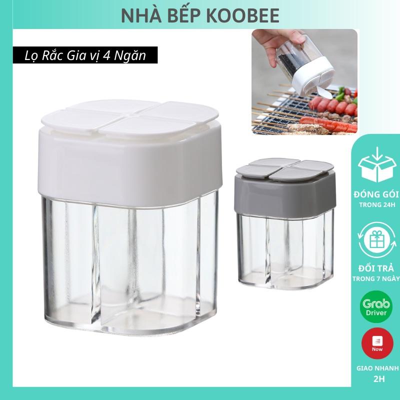 Hũ đựng gia vị 4 ngăn có lỗ rắc - Lọ rắc gia vị cao cấp bằng nhựa trong suốt KooBee