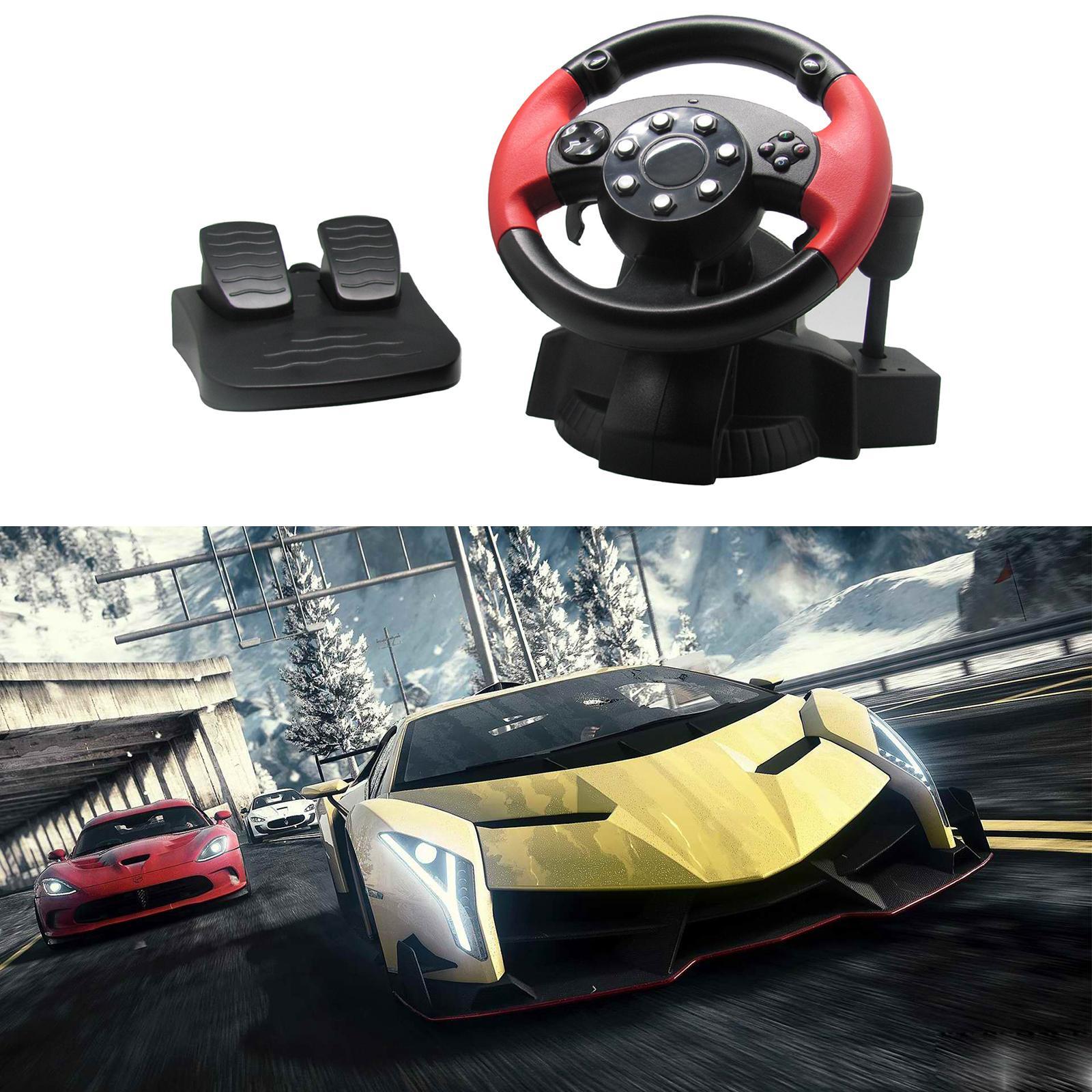 Gaming Racing Simulator Vibration PC Steering Wheel & Pedal For PS3/