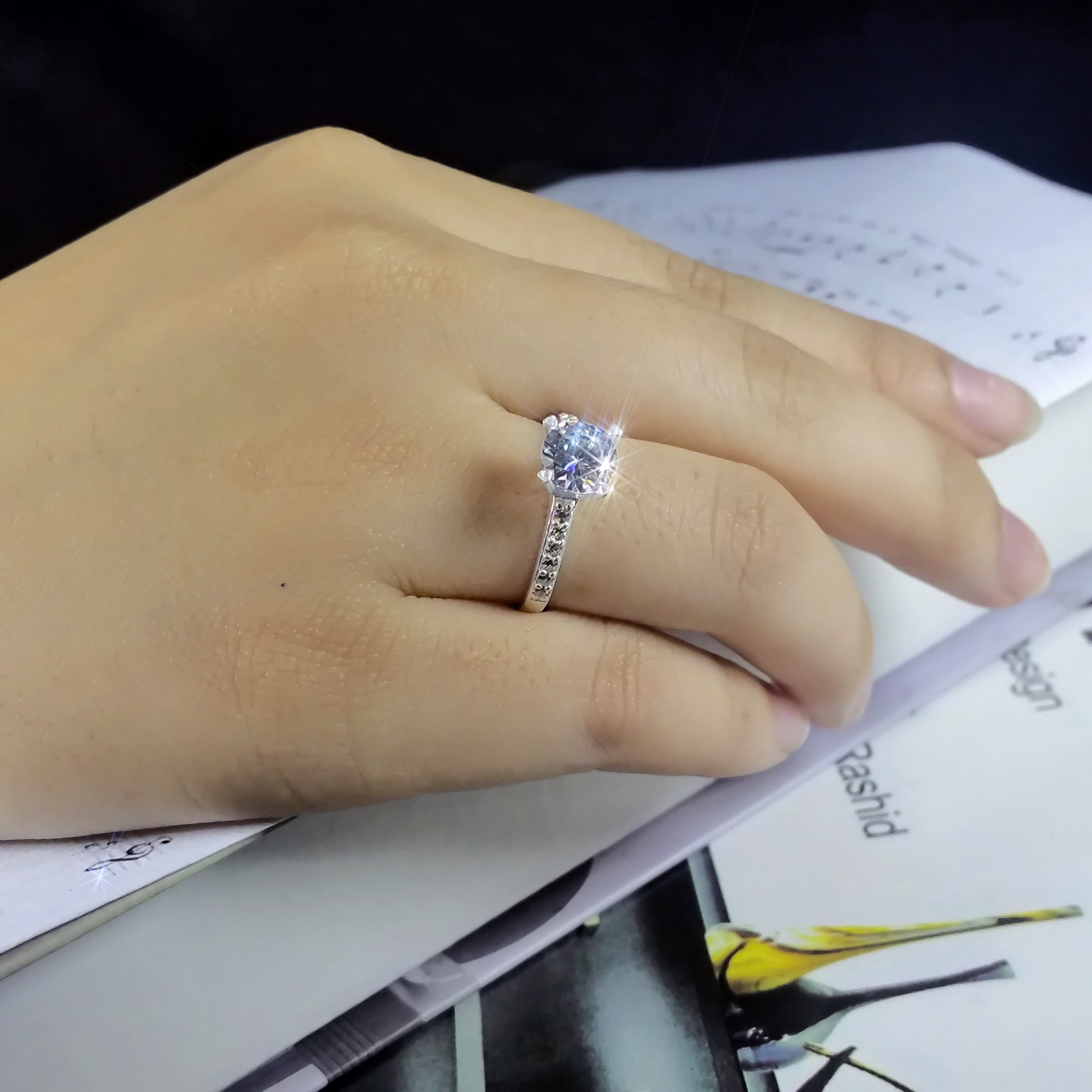 Nhẫn nữ Pannmila : bạc thật - đính kim cương pha lê Nano Ý