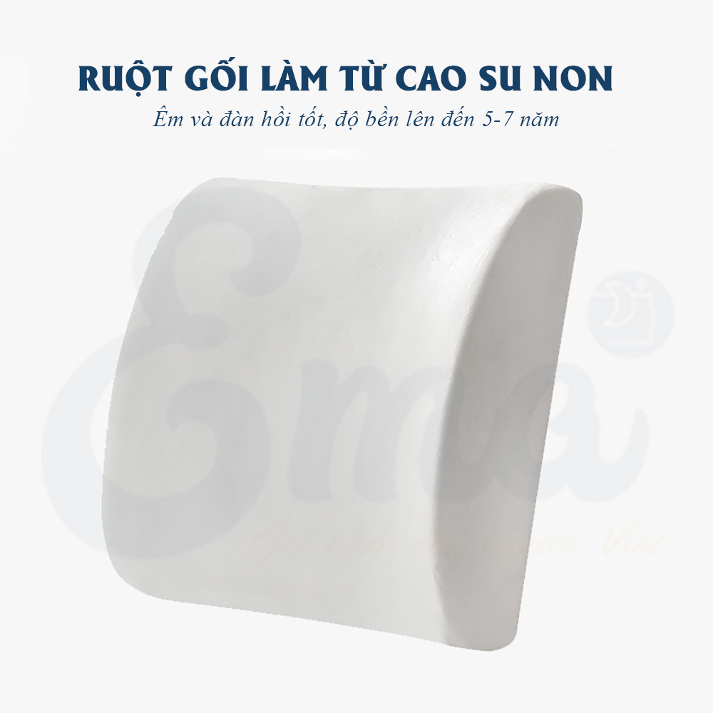 Đệm tựa lưng ghế văn phòng, ô tô cao su non Ema - Vỏ gối 4D tổ ong siêu thoáng - Hàng nhập khẩu