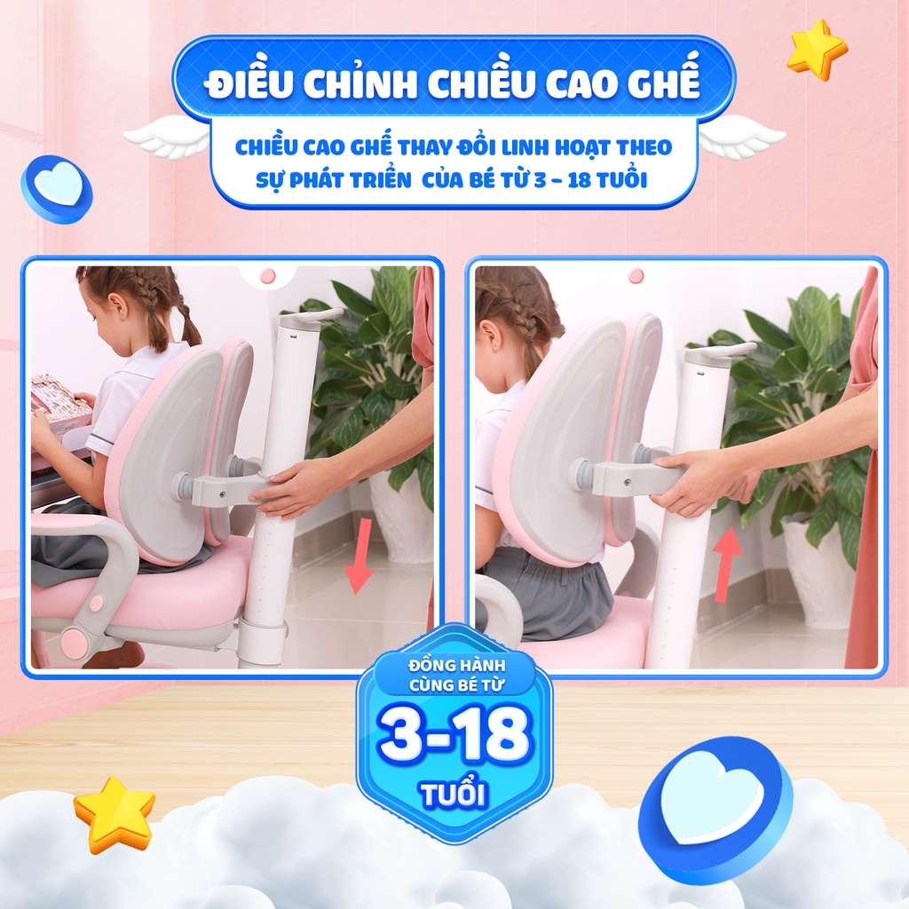 Bàn học cho bé thông minh Chilux Smart V cao cấp, chống gù, chống cận, tích hợp đèn chiếu sáng, đồng hồ báo giờ