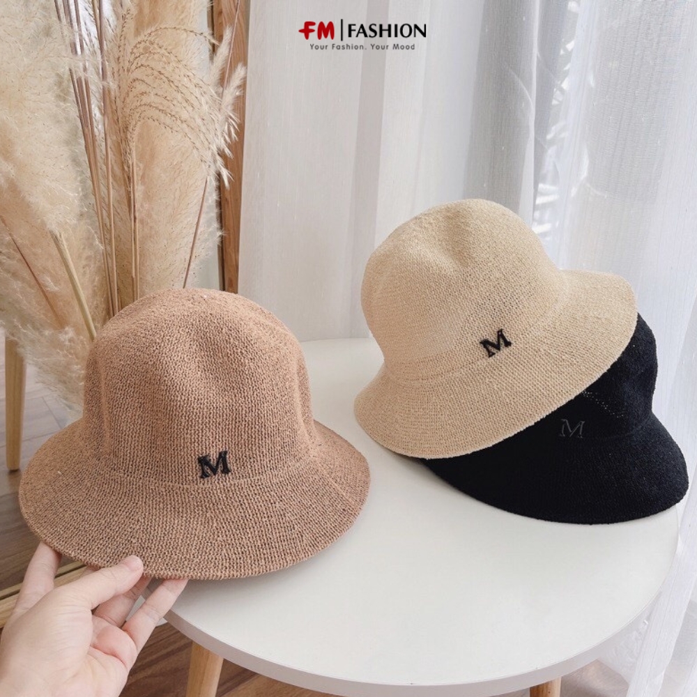 Mũ cối, mũ nón cói chữ M đi biển rộng vành dành cho nữ Fmstyle Shop 206010088