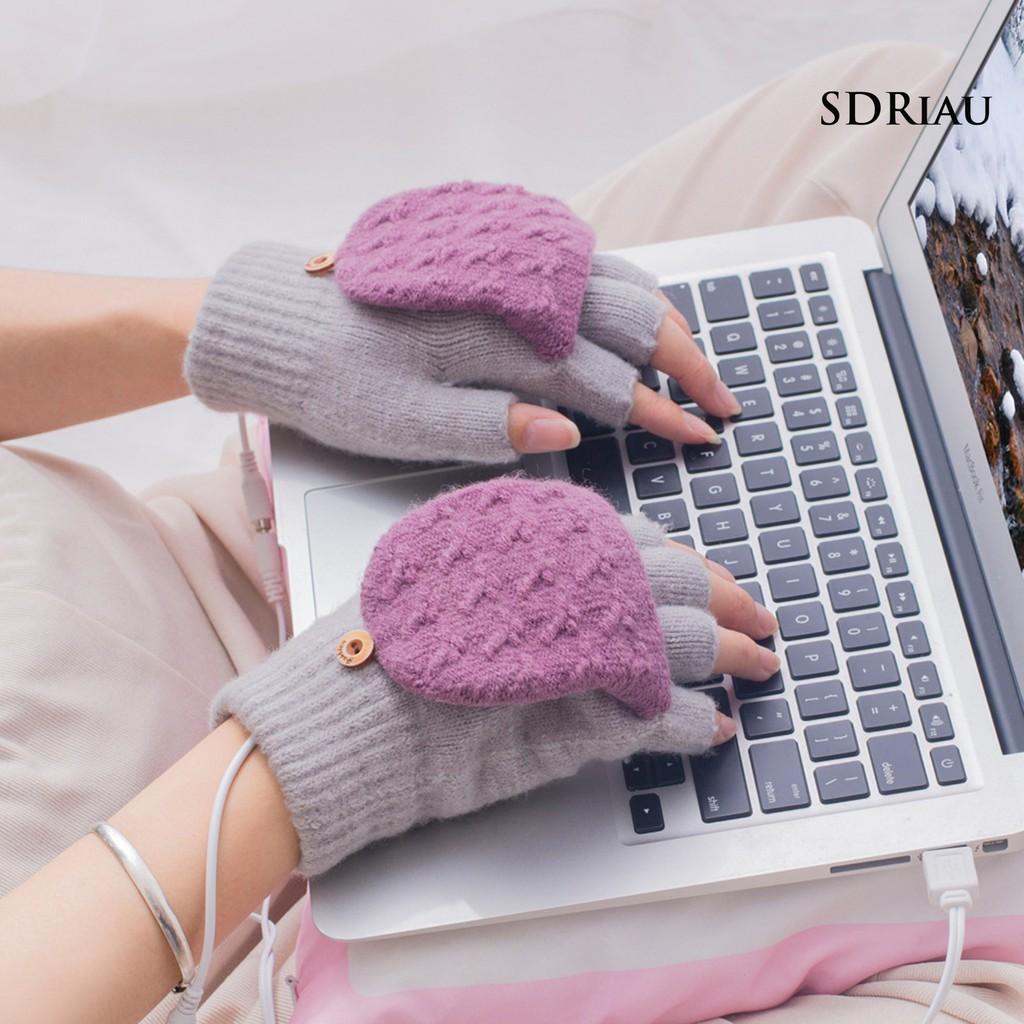 Găng Tay Giữ Ấm Hở Ngón Có Cổng Sạc Usb Tiện Dụng