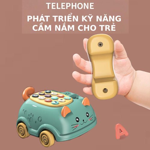  ĐỒ CHƠI ĐIỆN THOẠI HÌNH Ô TÔ CON MÈO KÉO CÓ NHẠC CHO BÉ