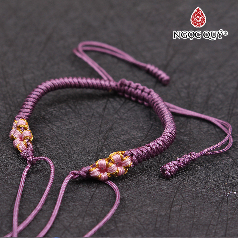 Vòng tay thắt dây vải họa tiết hoa - Ngọc Quý Gemstones