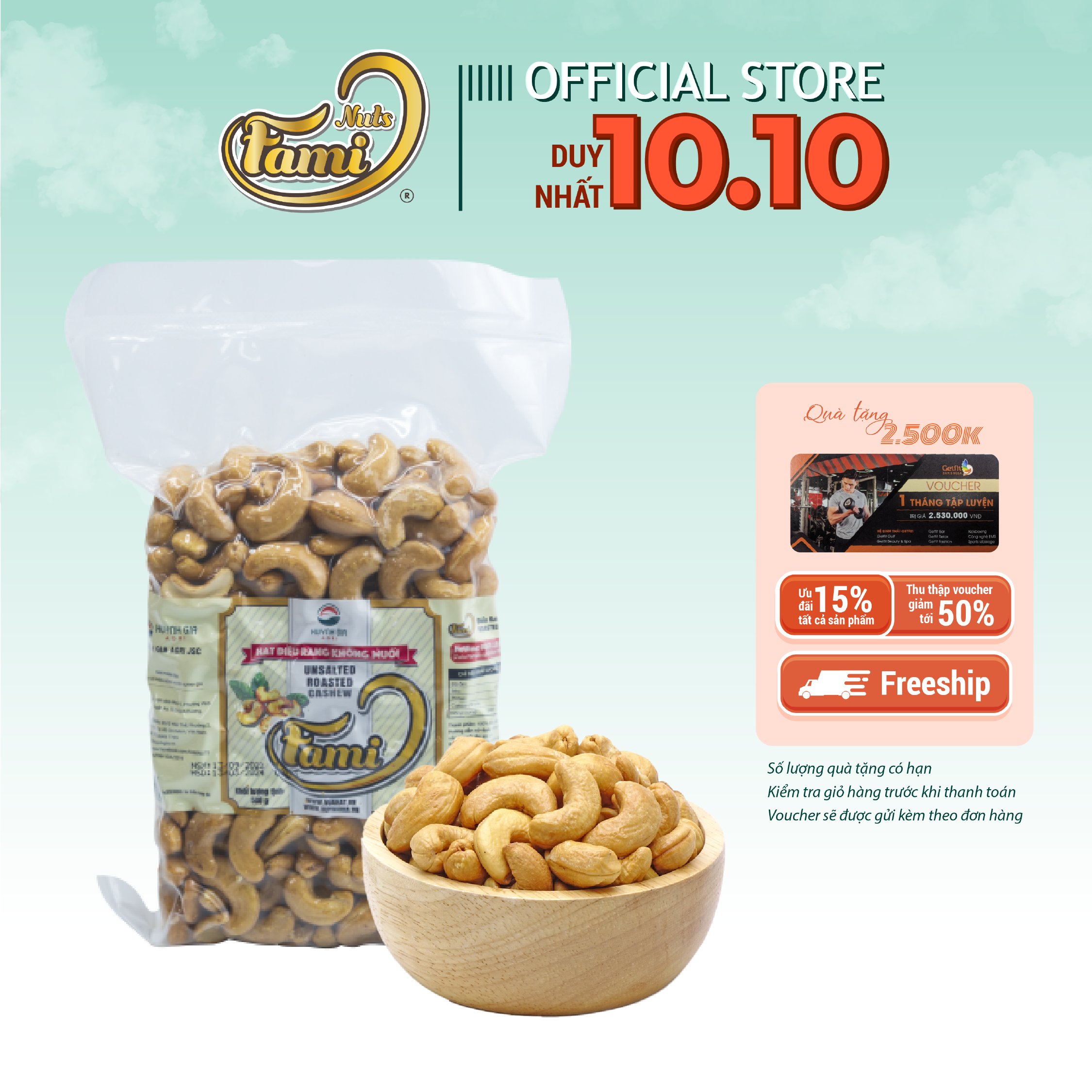 Hạt Điều Rang Muối Bóc Vỏ 450g - Hạt FAMINUTS
