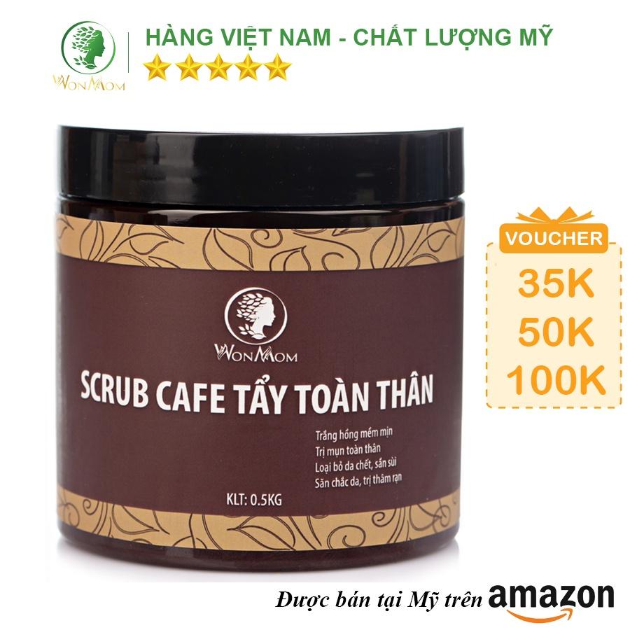 Scrub Cafe Tẩy Tế Bào Chết Toàn Thân, Giúp Trắng Da Body An Toàn Wonmom 500g