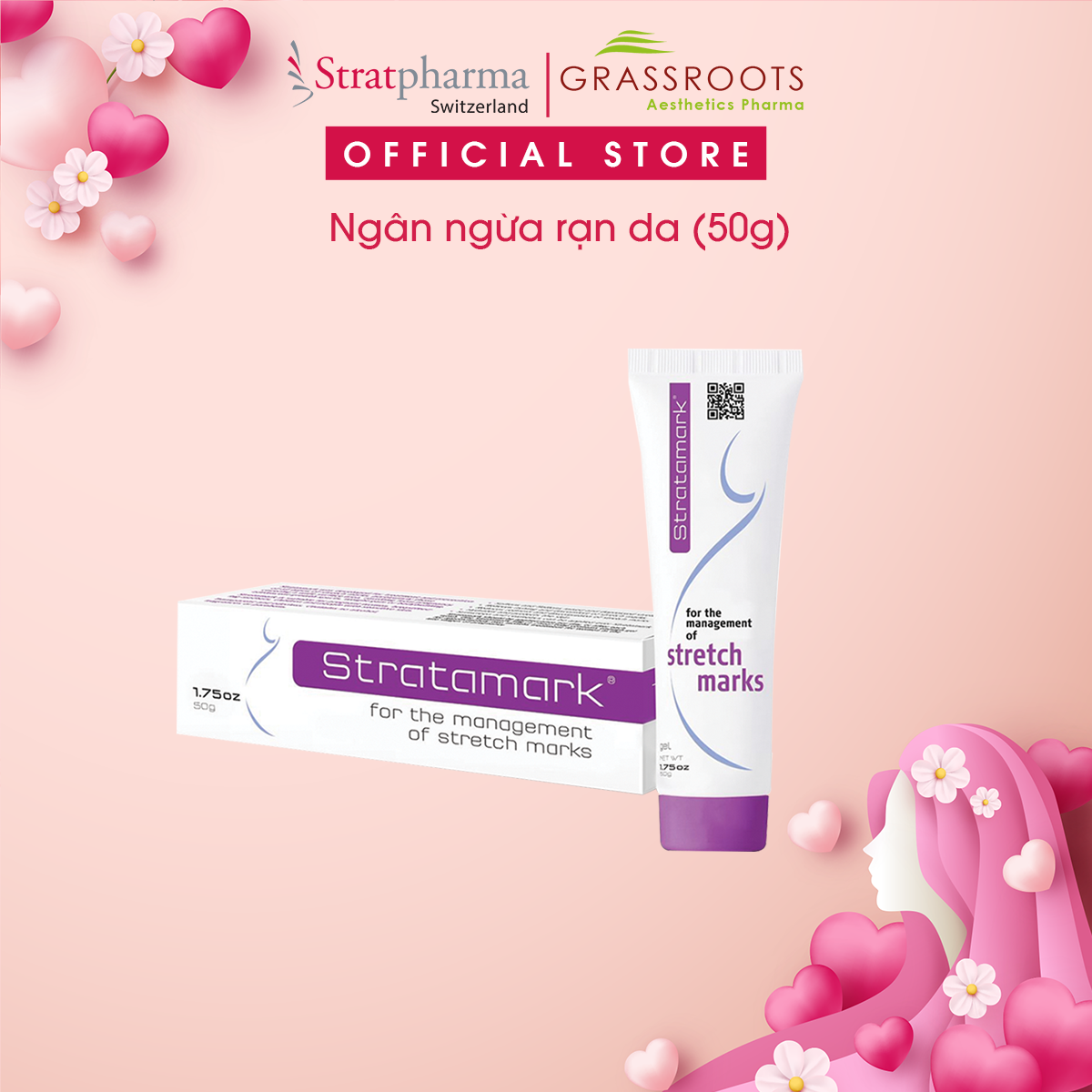 Stratamark 50g - Gel Silicone làm giảm và ngăn ngừa rạn da