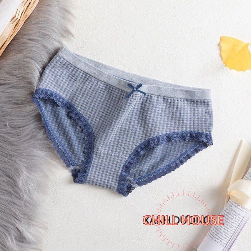 MỚI*ĐƯỢC CHỌN MÀU- Quần lót cotton kẻ nơ kháng khuẩn CHỐNG VIÊM - CHILLHOUSE