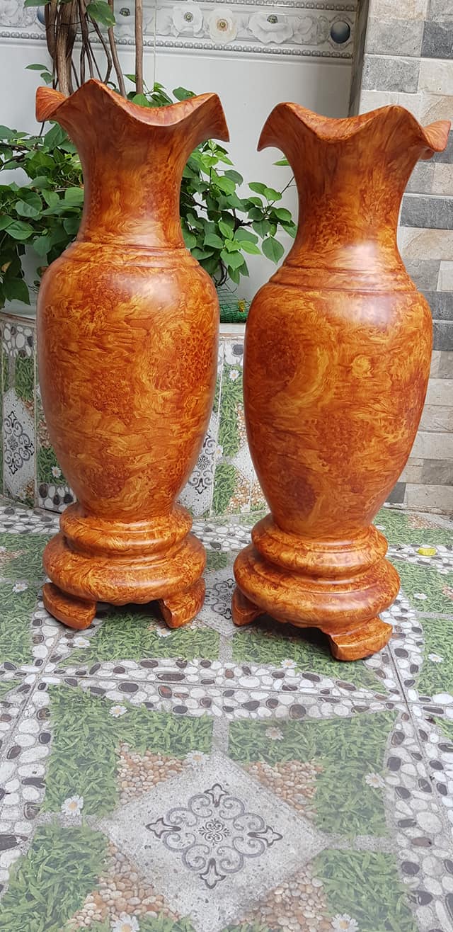 Cặp Bình Gỗ nu gõ hay gõ vẽ nu cao tròn đều đẹp cao 60cm x đk 20cm ý nghĩa bình an , phú quý Anh Chị trưng phòng khách nhà, công ty, bàn thờ thần tài to đẹp ạ