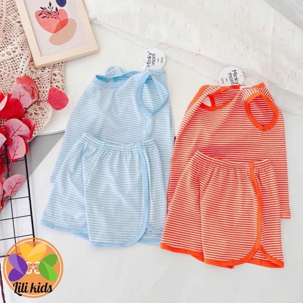 Bộ ba lỗ bé trai bé gái LYBABY vải thun lạnh kẻ nhiều màu bộ quần áo cho bé 3 lỗ mặc hè thoáng mát BBL05