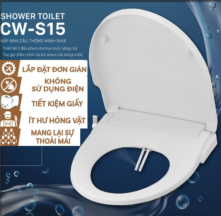 Nắp bồn cầu tự rửa thông minh xịt rửa, vệ sinh phụ nữ INAX CW-S15