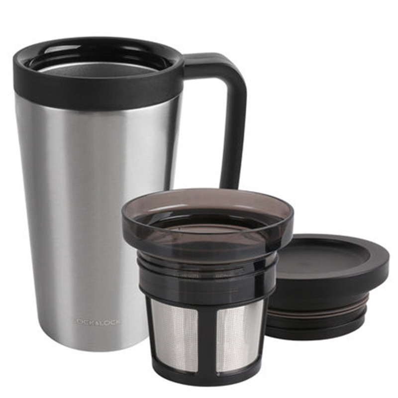 Ly giữ nhiệt Lock&amp;Lock Coffee Filter Mug LHC4197 580ml - Hàng chính hãng, Có lưới lọc trà, Coffee bằng Inox, Chất liệu thép không gỉ, Giữ nóng hoặc giữ lạnh tốt Kèm ống hút Inox 304