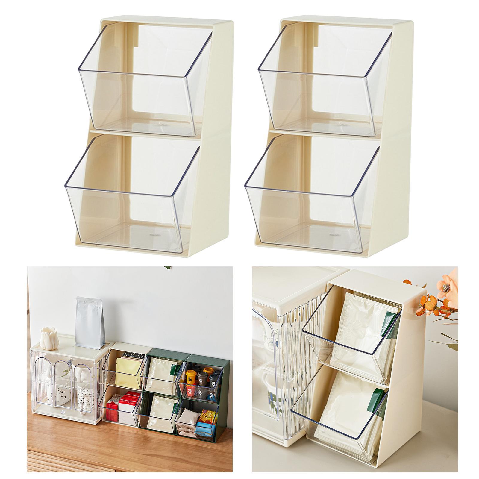 Tea Bags Organizer Divided Container Multifunctional for Kitchen Cabinets