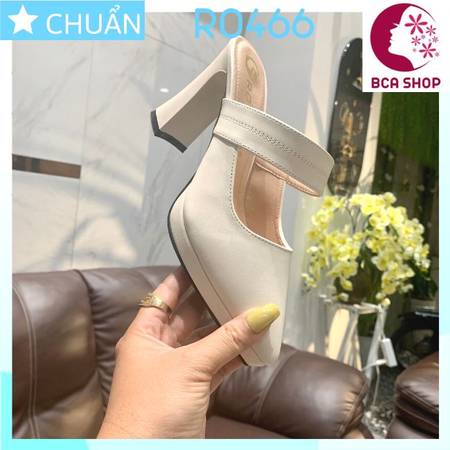 Giày cao gót nữ 8p RO466 ROSATA tại BCASHOP bít mũi, hở gót, gót trụ cùng màu thân - màu trắng kem