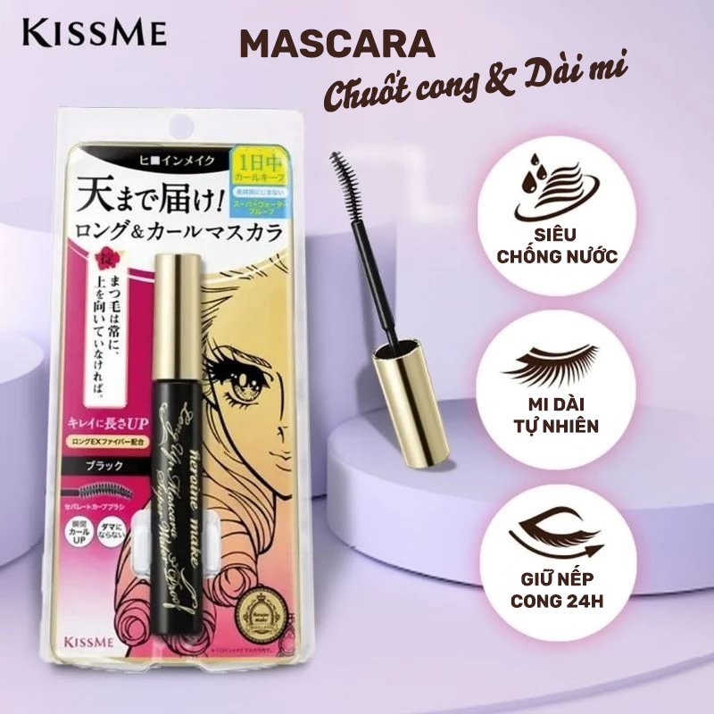 Combo Mascara Làm Nâng Cong Dài, Dày Rậm Mi Và Tẩy Trang Mi Kissme (6g &amp; 6.6ml)