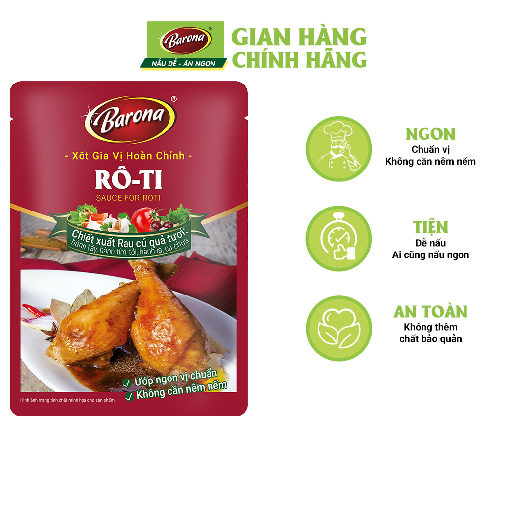 Combo 3 gói Xốt Gia vị hoàn chỉnh Barona - Rô ti 80gr