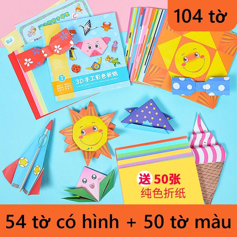 Đồ chơi giấy gấp 108 tờ Origami nhiều màu sắc cho bé KB216068