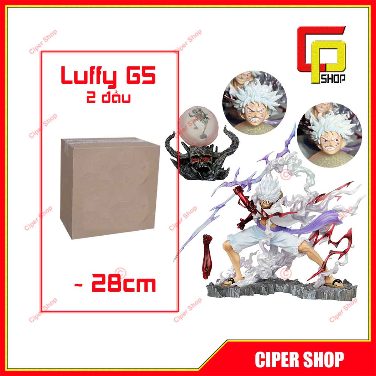 Mô hình Luffy Gear 5 Nika 2 đầu - Figure Luffy Nika - Mô hình One Piece