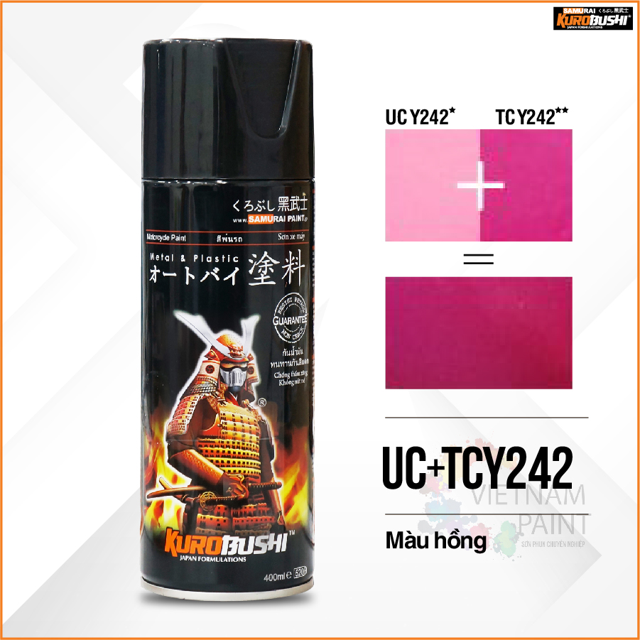 COMBO Sơn xịt Samurai - MÀU HỒNG UC+ TC Y242 gồm 4 chai