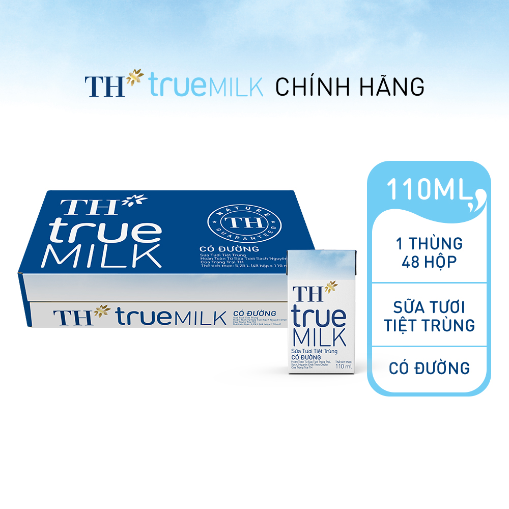 Hình ảnh Thùng 48 hộp sữa tươi tiệt trùng có đường TH True Milk 110ml (110ml x 48)