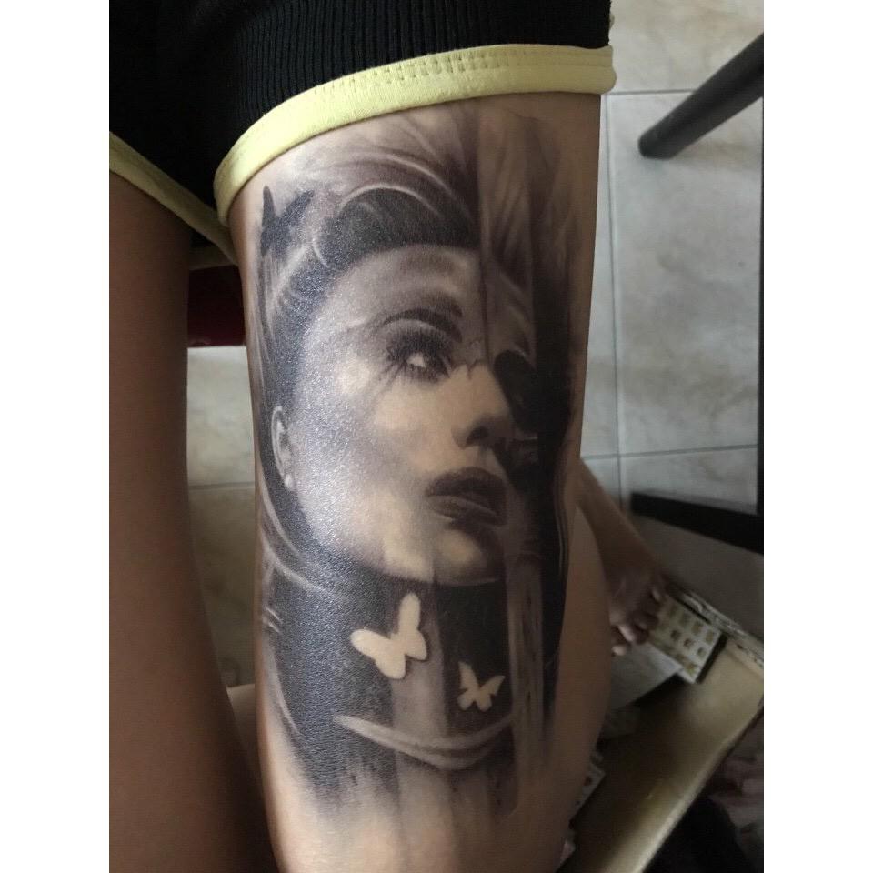 Hình xăm dán cô gái bắp tay 15x21cm- mua 5 tặng 1, mua 10 tặng 4 tấm đồng size