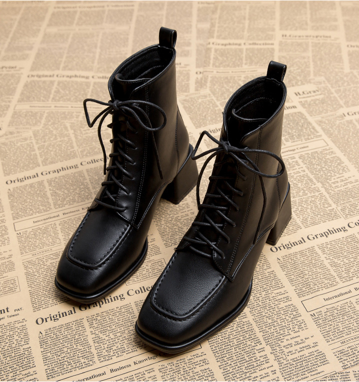 [ Size 35- 40] Boot cổ lửng cột dây mũi vuông SÀNH ĐIỆU GBN11201