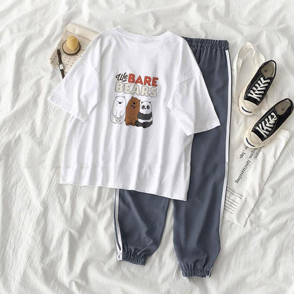 Quần jogger set áo quần jogger Line in hình We are Bear unisex nữ nam phong cách hàn quốc siêu đẹp – ST55– babitrendy