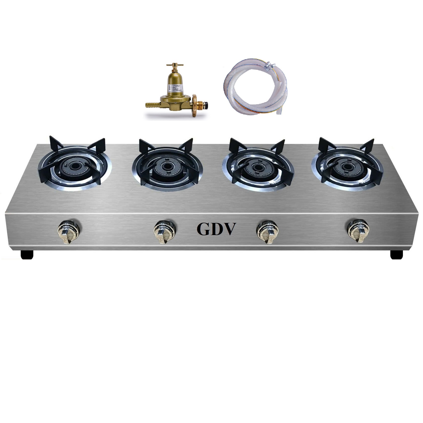 Bếp Gas Khè Bán Công Nghiệp Inox GDV 4 Lò Đốt Chuyên Mỳ Cay, Bánh Xèo - Hàng Chính Hãng