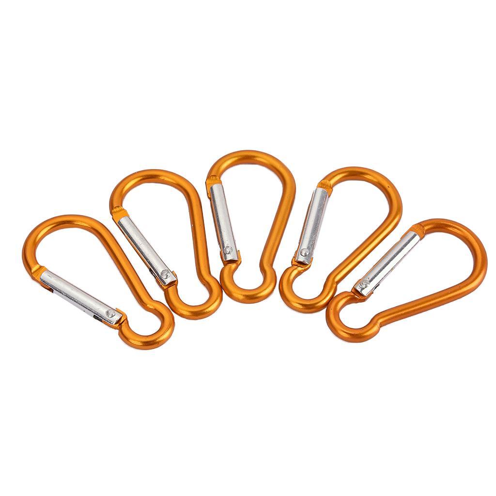 5 Pieces Aluminum D Shape Buckle Carabiner Key Chain Clip Hook for Home Hiking Camping
