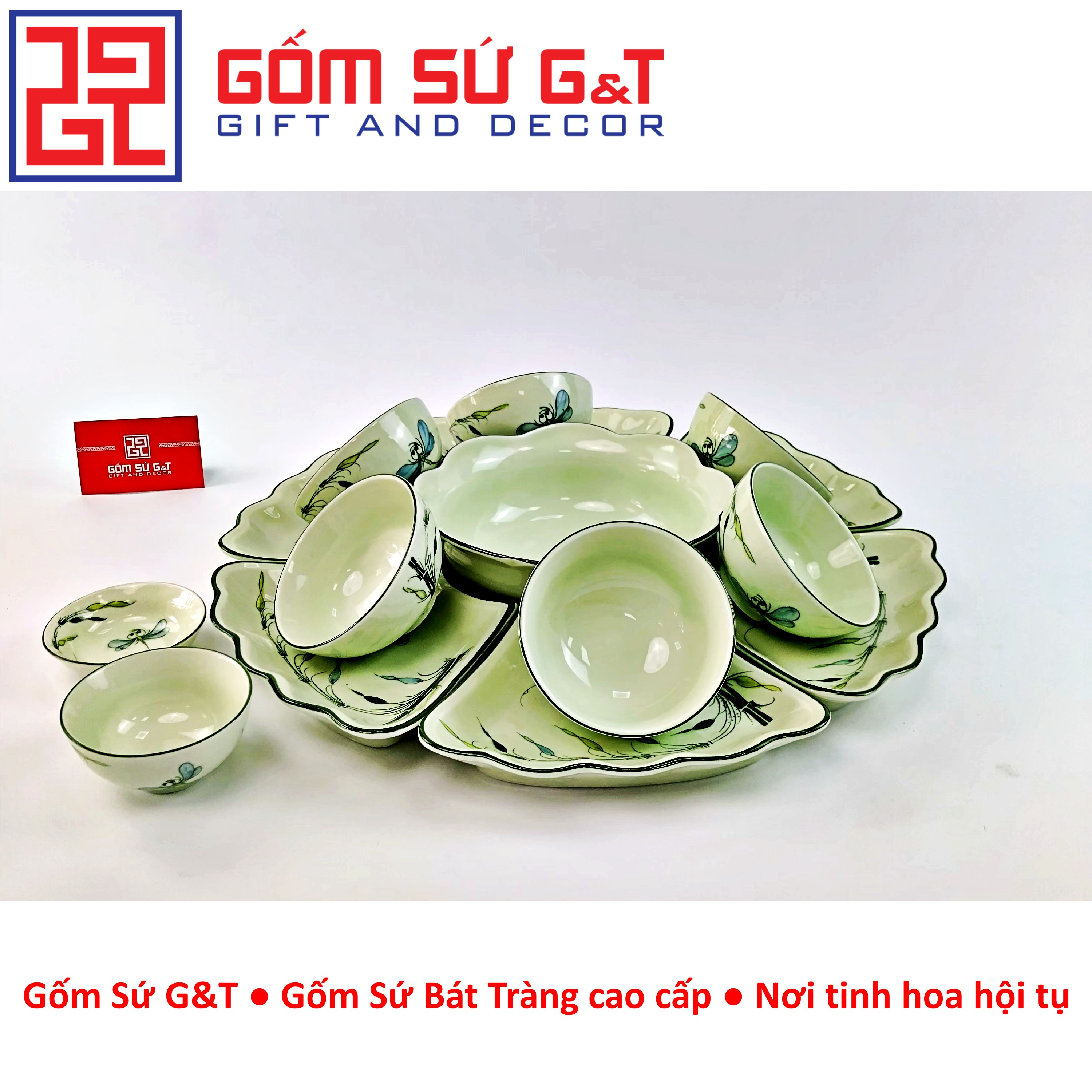 Bộ đồ ăn mặt trời vẽ trúc chuồn Gốm Sứ G&amp;T