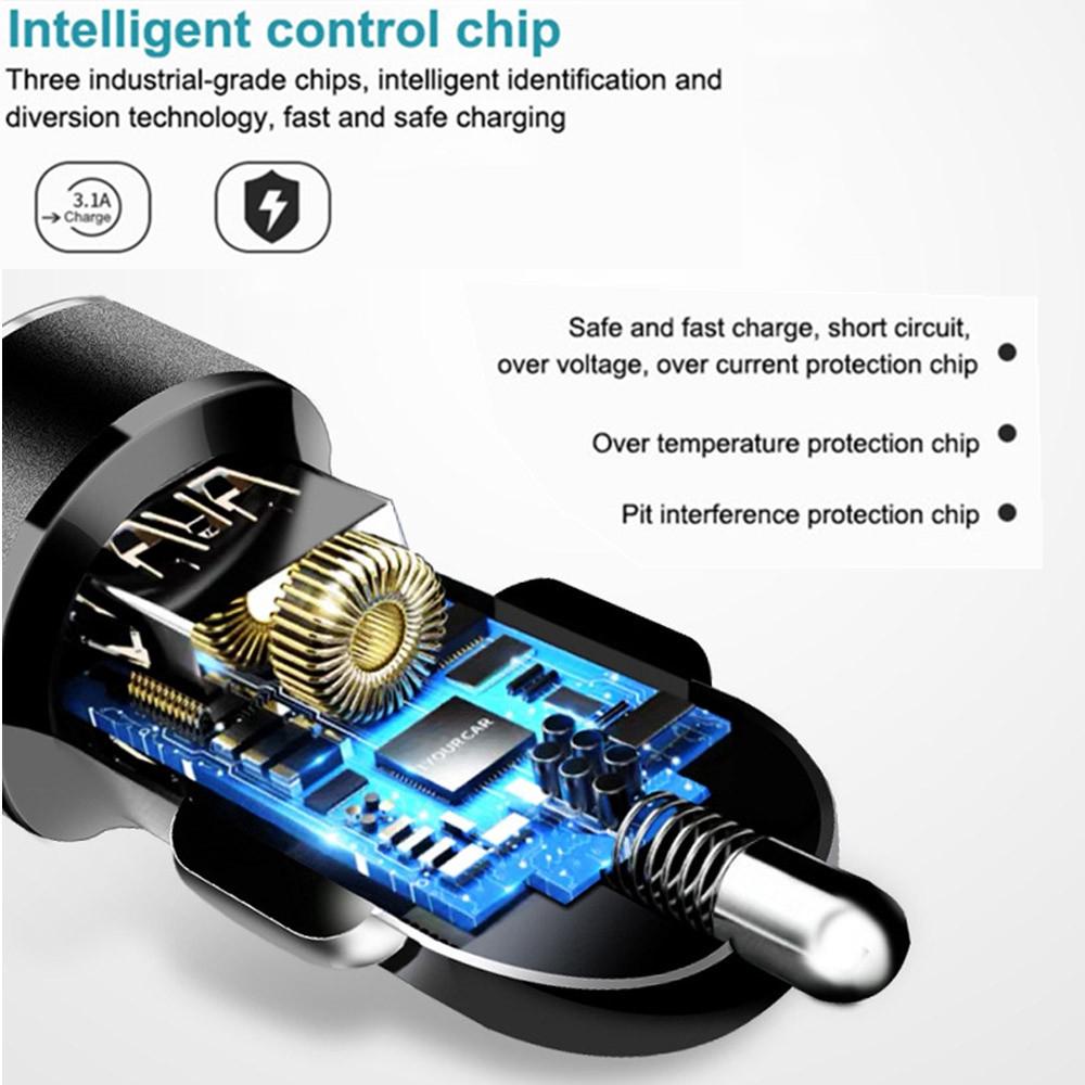 Tẩu Sạc Điện Thoại 2 Cổng USB QC 3.0 Chất Lượng Cao Cho Xe Hơi