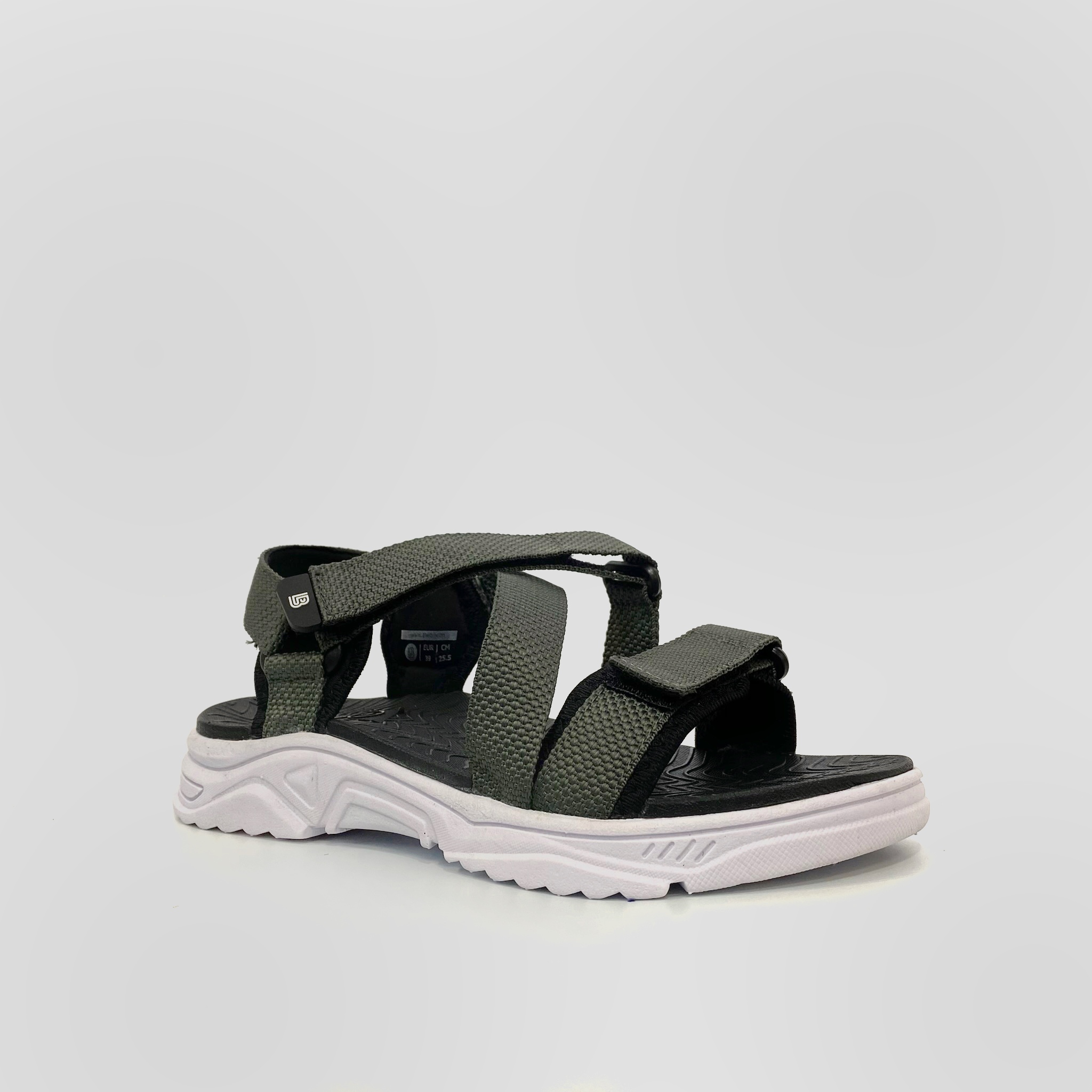 Giày Sandal Nam The Bily Quai Chéo Đôi -  Đế Trắng Lót Đen Màu Xám BLDTMD02