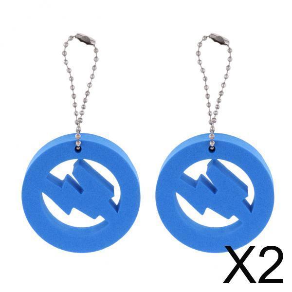 2x2 Pieces Round Buoy EVA Floating Keychain Keyring Water Key Float Blue