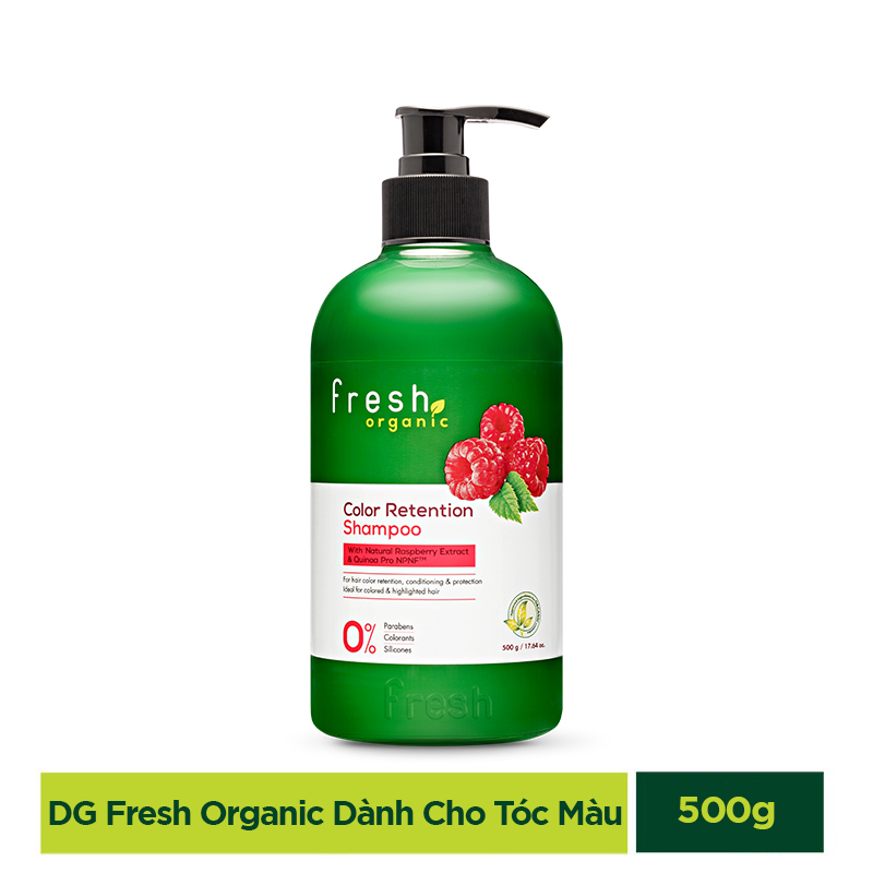 Bộ đôi gội xả Fresh Organic Chăm sóc tóc nhuộm chiết xuất Quả mâm xôi hữu cơ 500g + 180g