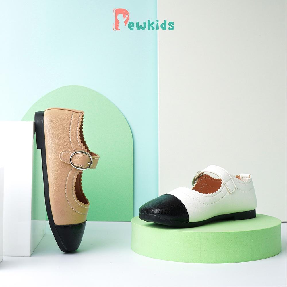 Giày búp bê cho bé Dewkids thiết kế quai dán phối màu B&amp;W đơn giản năng động - TD009