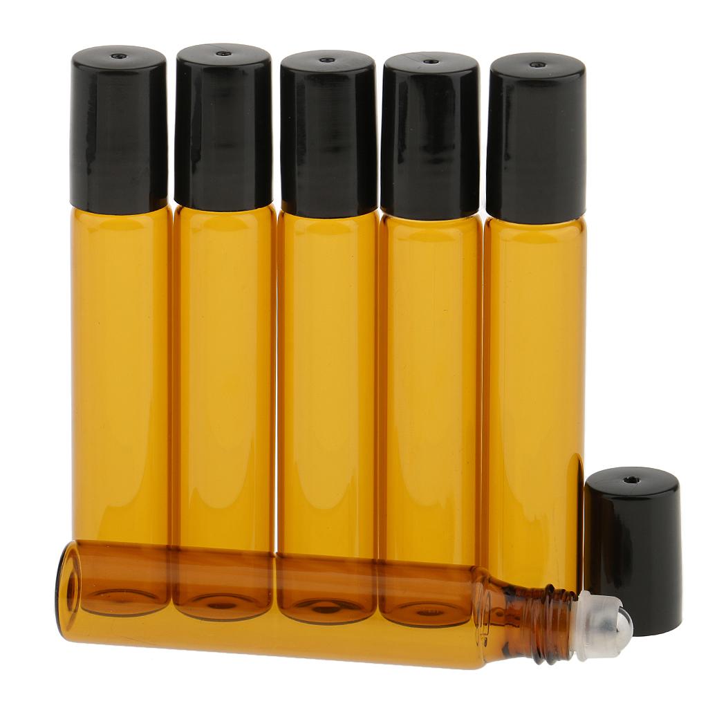 Lot of 6 Pieces 10ml Empty Glass Bottles for Travel Essential Oils Perfume Light Brown