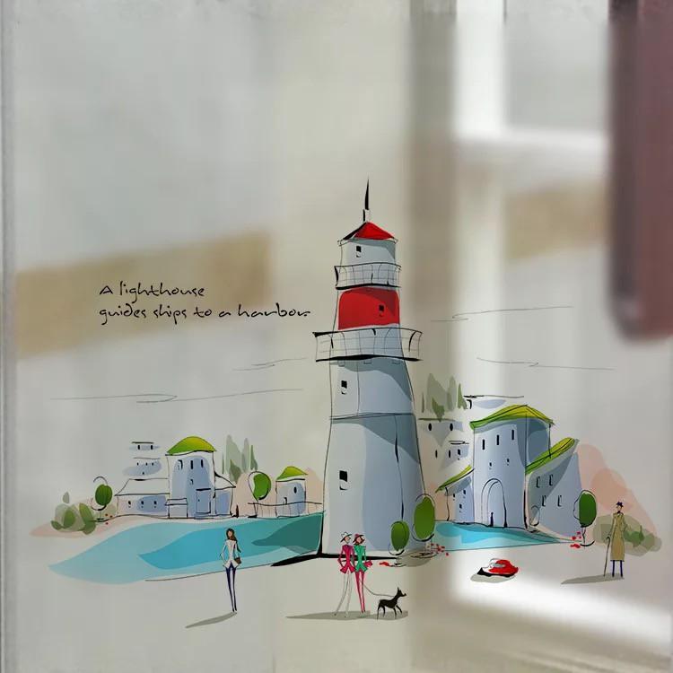 Decal trang trí kính cao cấp mẫu Nhà Ống