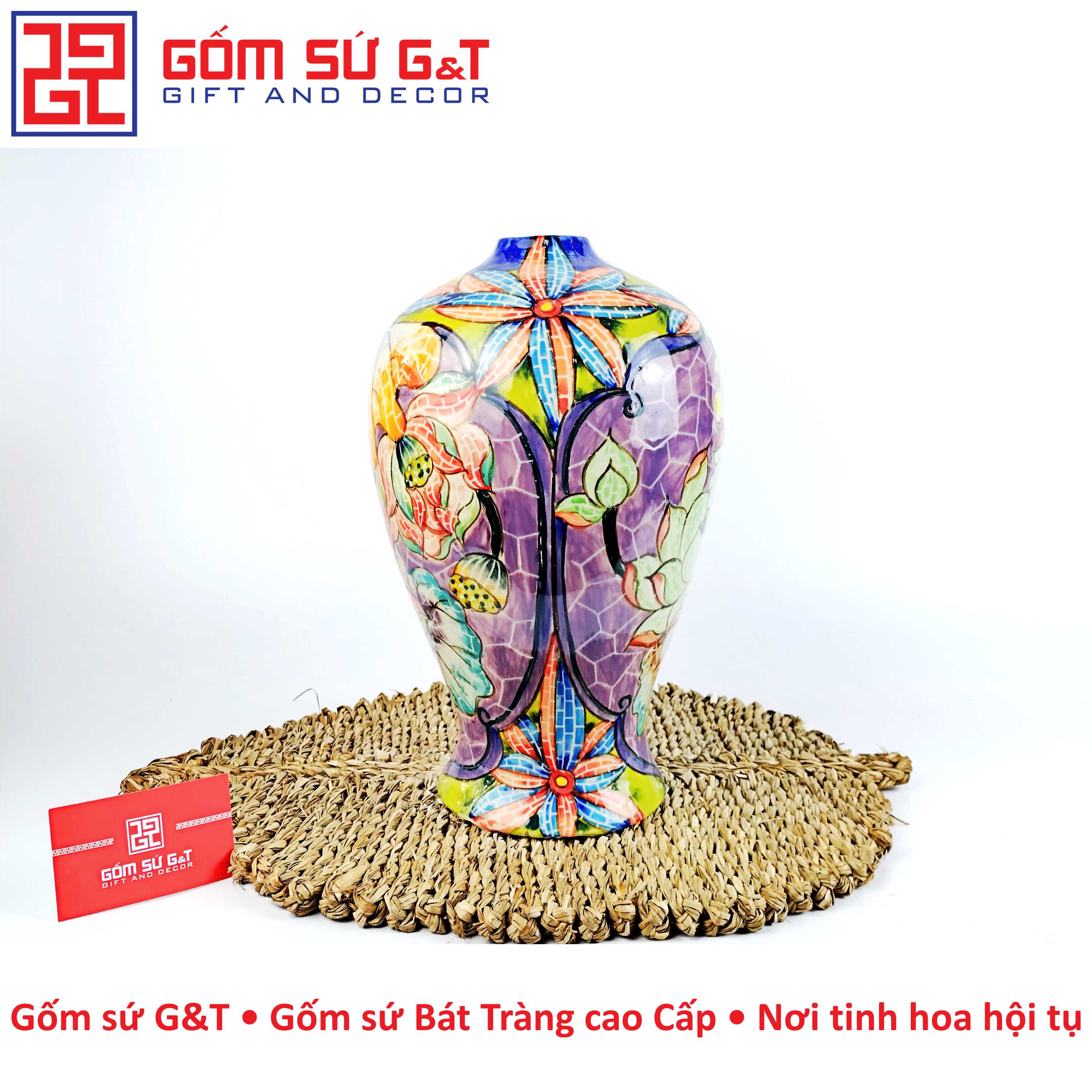 Mai bình vẽ sen nhị cảnh Gốm Sứ G&T
