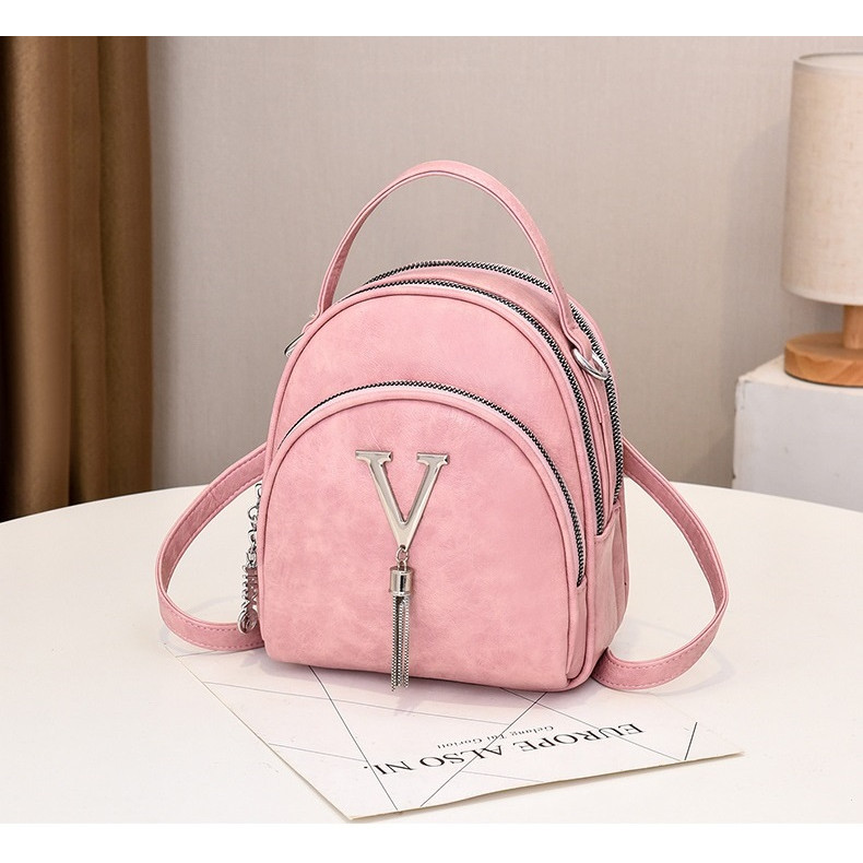Balo Nữ Mini Thời Trang BaloHome 093 Đeo 2 Kiểu 3in1 Da Mềm Nhiều Ngăn Tiện Dụng (20x18cm)