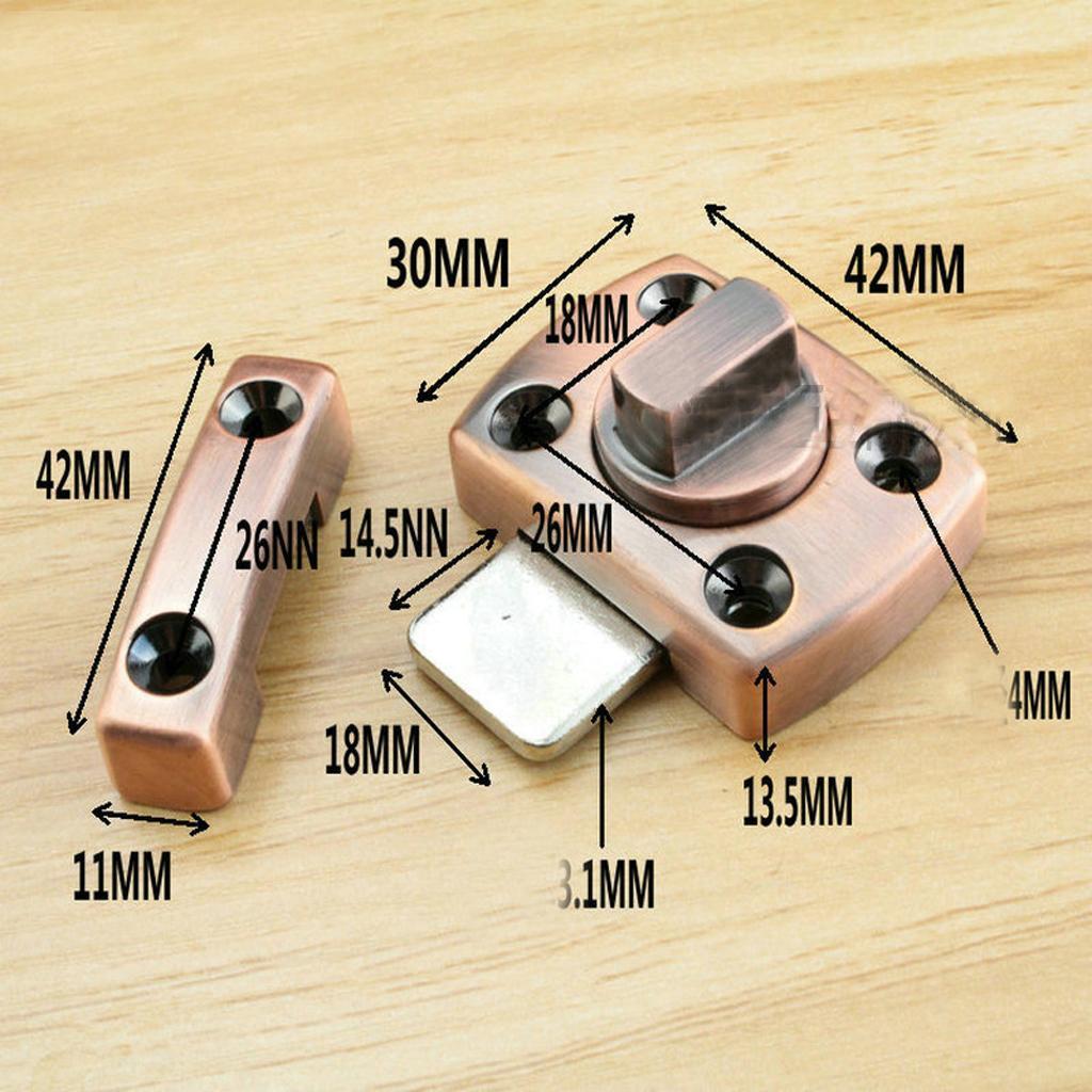 2Pcs Shed Door Lock Turn Bolt Catch Latch for Bathroom Toilet Bedroom Silver