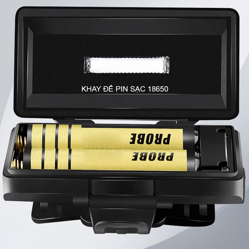 Đèn Pin LED đội đầu siêu sáng 8 bóng led - kèm 2 pin sạc