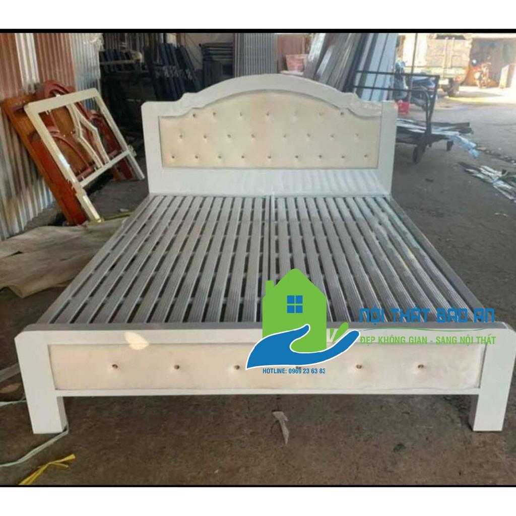 Giường sắt hộp cao cấp màu trắng kem kích thước từ chất liệu sơn tĩnh điện giá xưởng