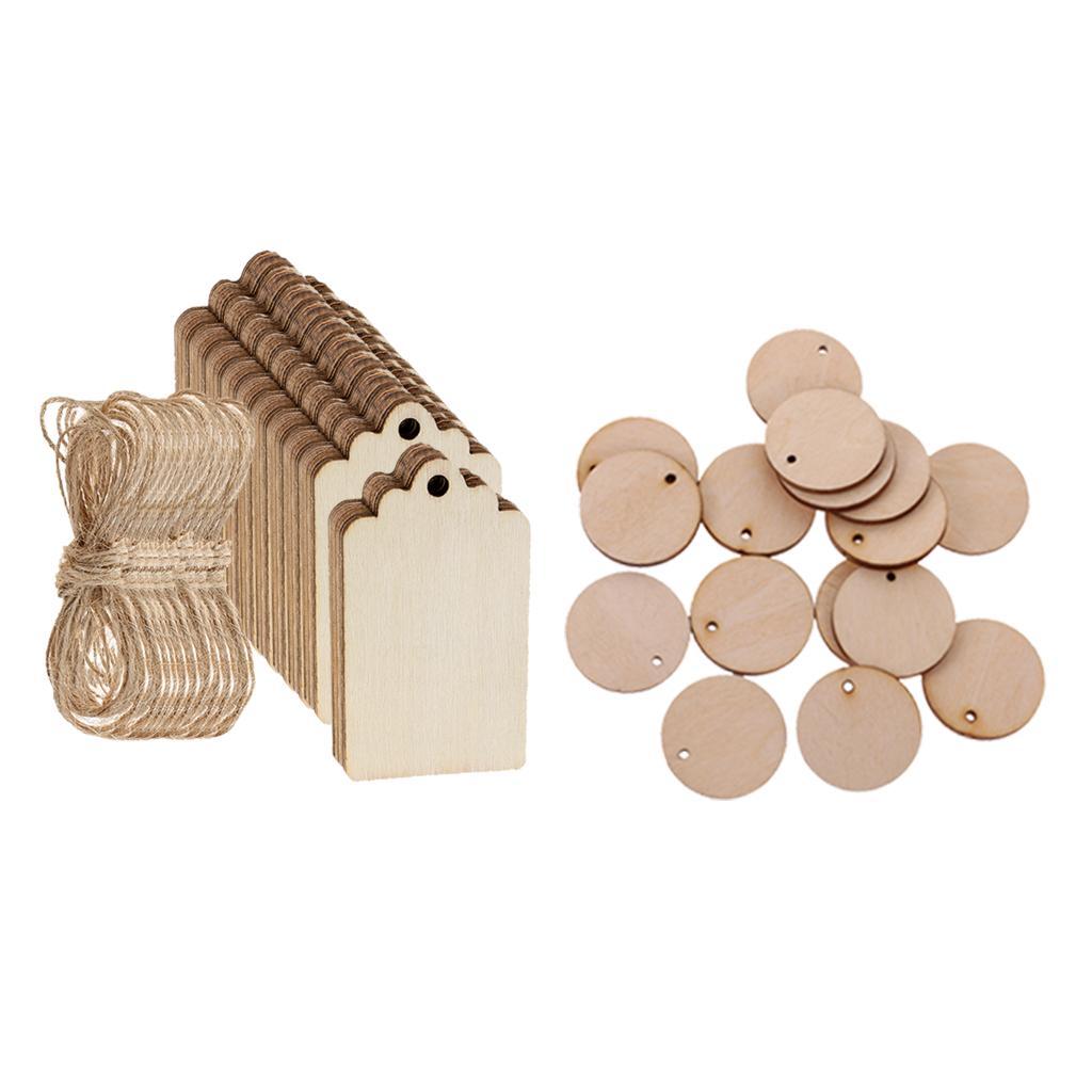 200pcs Round Unfinished Wood Pieces Slice With Hole For Art DIY Crafts