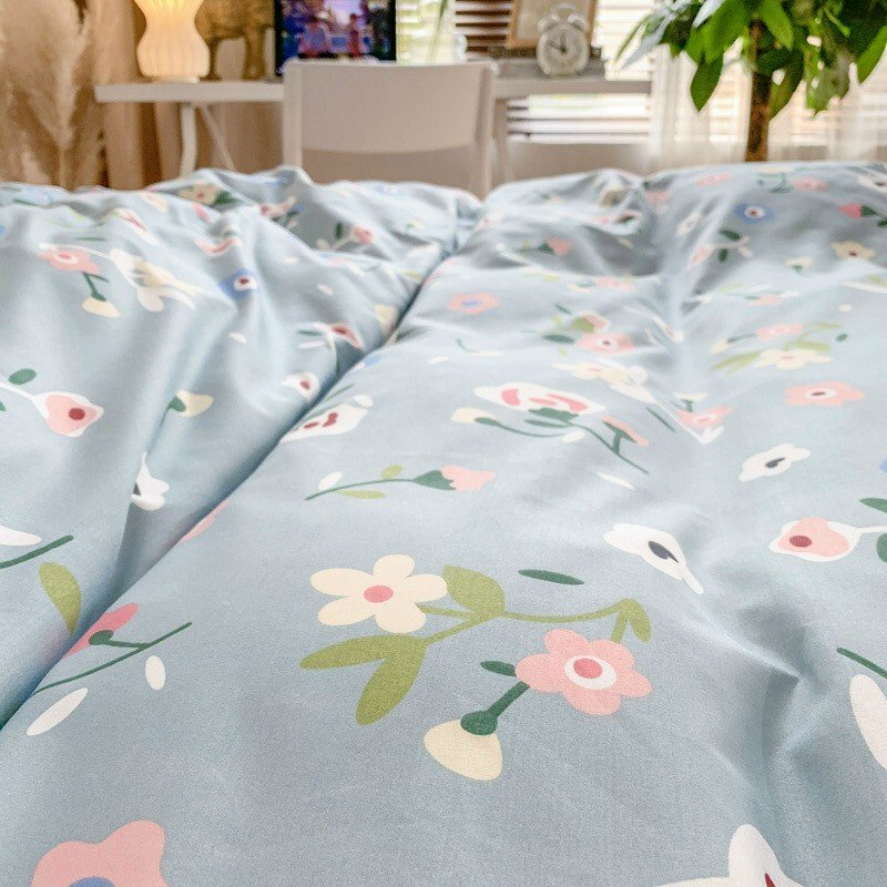 Bộ Chăn Ga Gối 4 Món Vải Cotton Mềm Mại Cao Cấp Họa Tiết Hoa Lá CHIPBED004