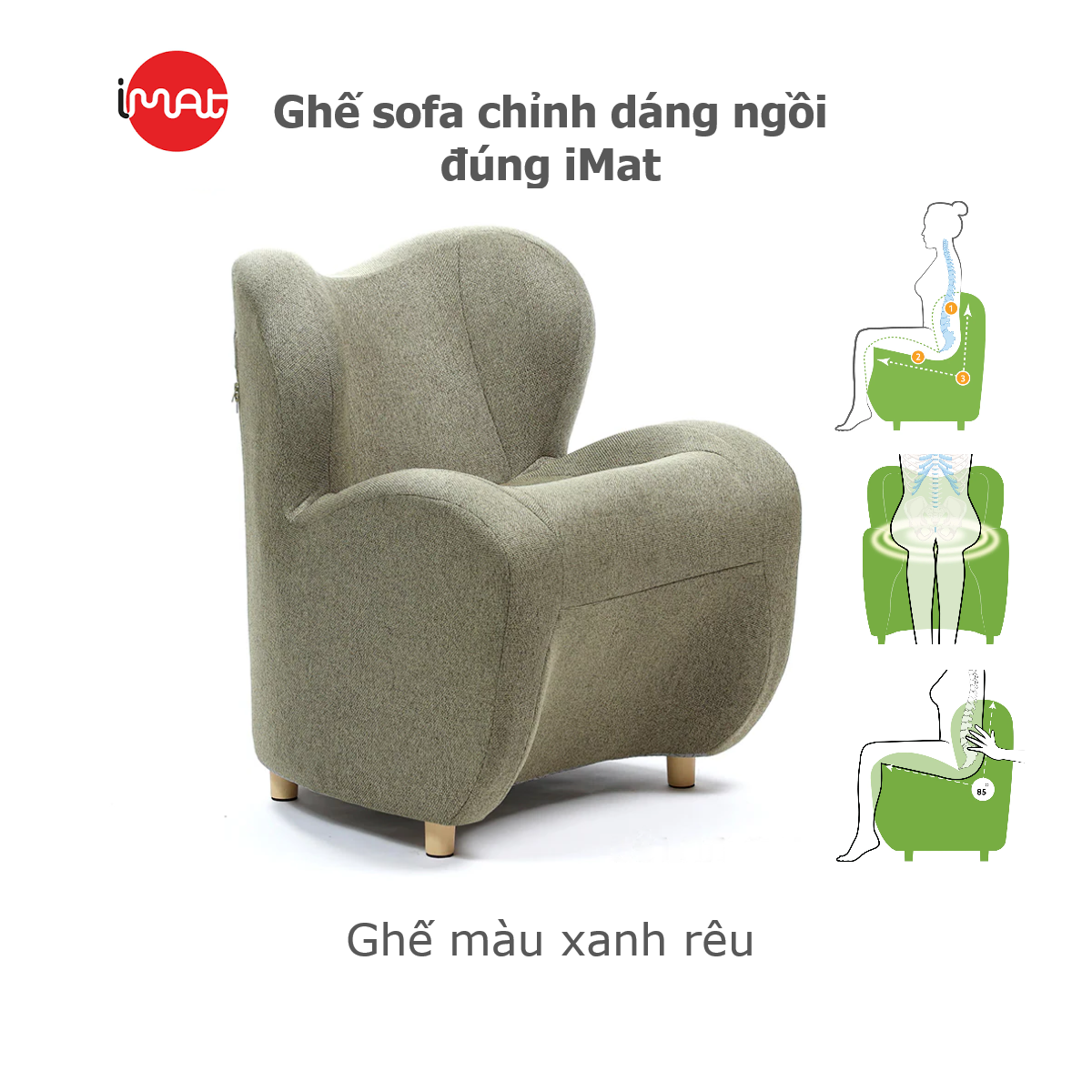 Ghế Sofa Chỉnh Dáng Ngồi Đúng iMat - Ghế ngồi chuẩn tư thế, giảm áp lực cột sống, dáng đẹp tự nhiên