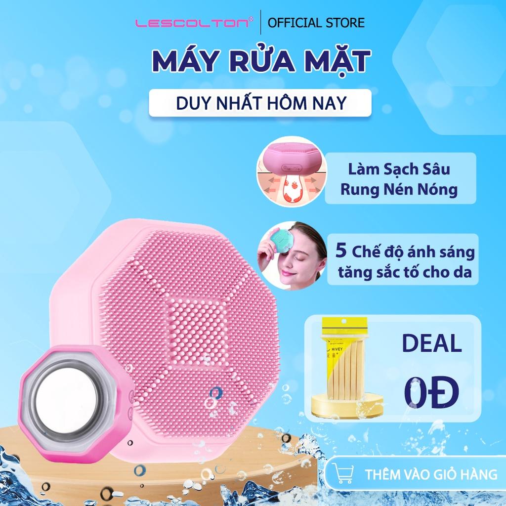 Máy rửa mặt cầm tay mini Lescolton thế hệ mới 4 chức năng đẩy tinh chất, massage, nâng cơ, rửa mặt