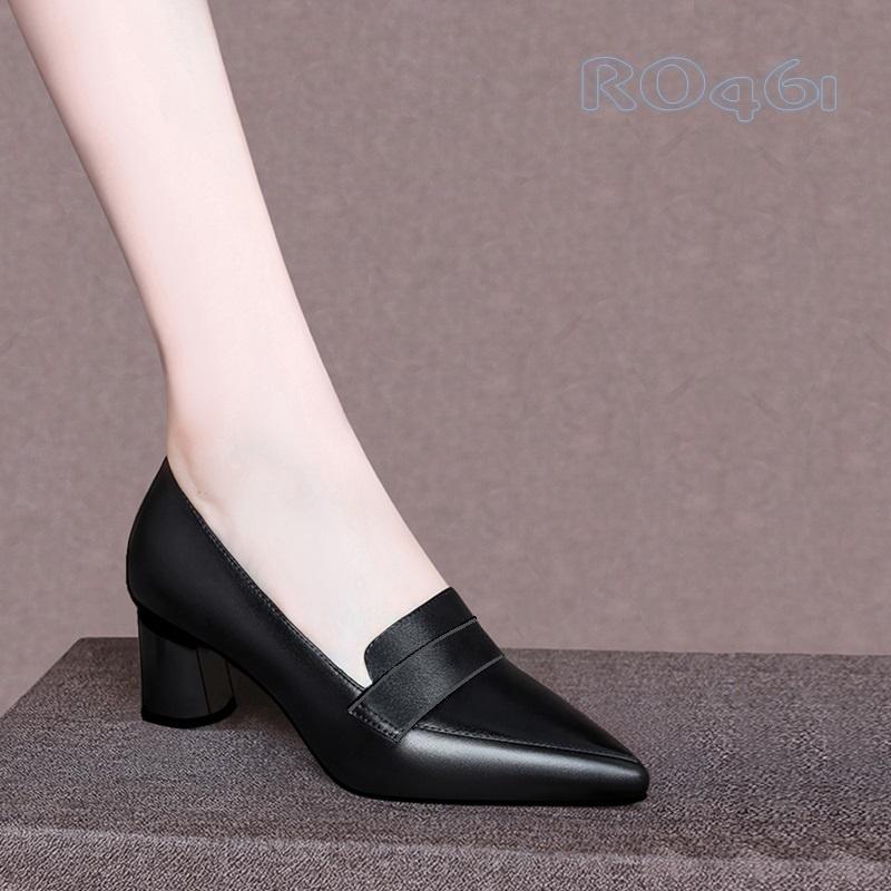 Giày công sở nữ da lì, gót trụ ROSATA RO461 - 5p - Đen, Đỏ - HÀNG VIỆT NAM - BKSTORE