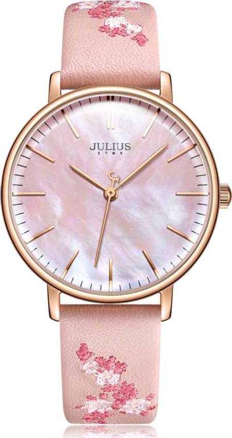 Đồng Hồ Nữ Julius Star Hàn Quốc JS-017C Dây Da Màu Hồng